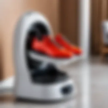 Close-up of electric shoe dryer features