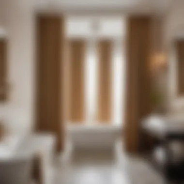 Elegant Bathroom with Stylish Curtains Elegant bathroom decorated with curtains