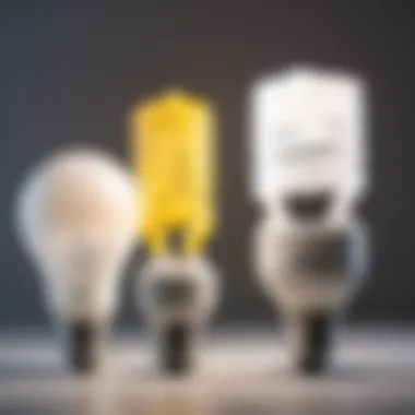 Energy Consumption Comparison Illustration of energy consumption comparison between fluorescent and traditional bulbs