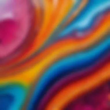 Close-up of a vibrant epoxy resin artwork