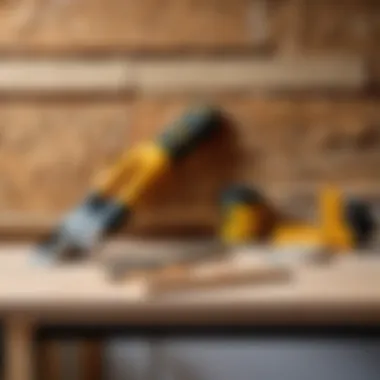 Various tools used in the plastering of OSB boards