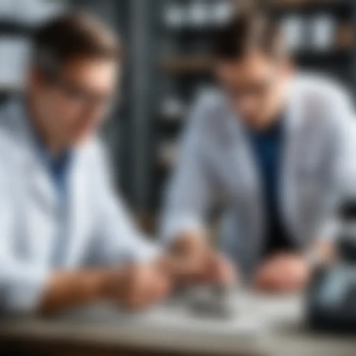 A professional examining cement quality in a lab setting