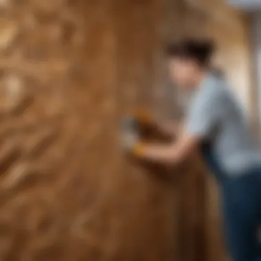 Final touches applied to a plastered OSB surface