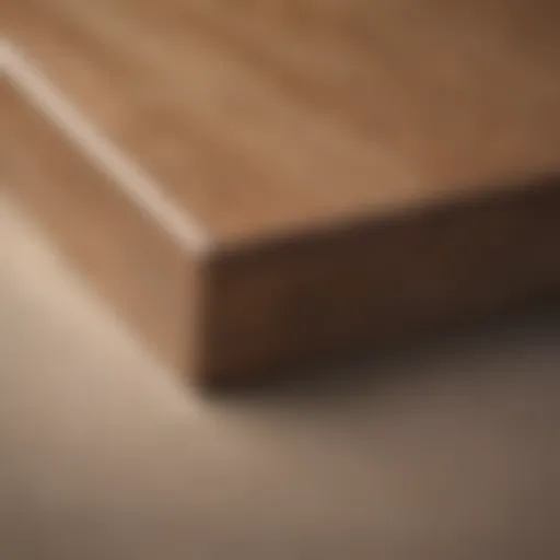 Close-up view of laminate edges showcasing chamfer.