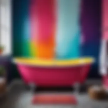 An artistic representation of a freshly painted bathtub in vibrant colors.