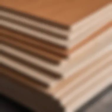 Various types of FSF plywood displayed in a workshop setting