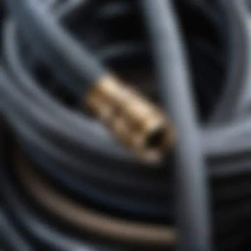 Close-up of gas hose materials showcasing flexibility and durability.