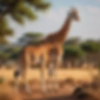 A serene habitat showcasing the ideal environment for a giraffe