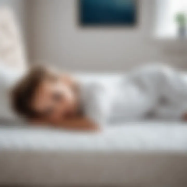 Child testing a mattress for comfort and support