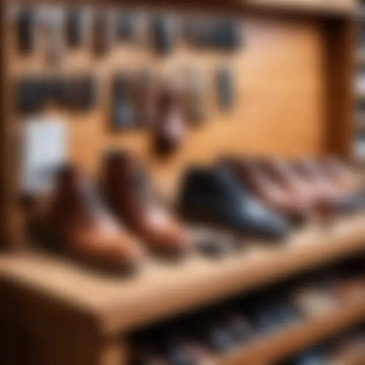 A display of shoe repair kits in a hardware store