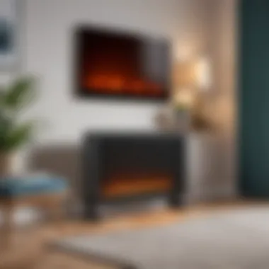 Modern Electric Heater in Living Room A modern electric heater showcased in a stylish living room setting