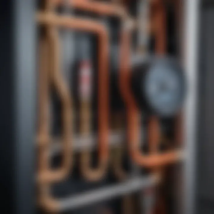 Detailed view of a heating system component