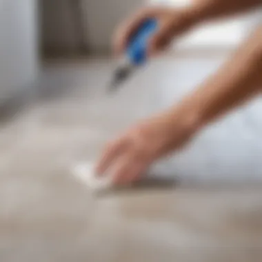 Close-up of a high-strength tile adhesive being applied to a surface.