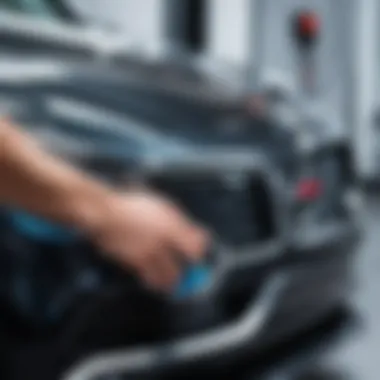 Close-up of a high-tech car polishing machine