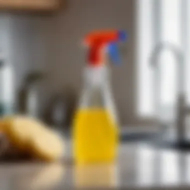 Homemade cleaning solution in a spray bottle