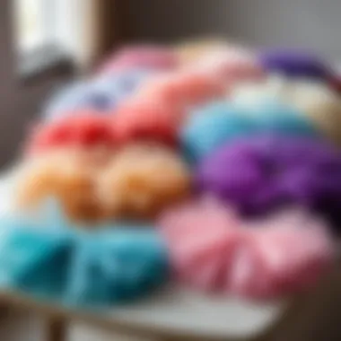 Variety of tulle materials displayed on a table