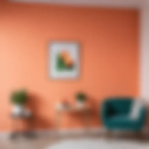 Vibrant peach color painted on a wall