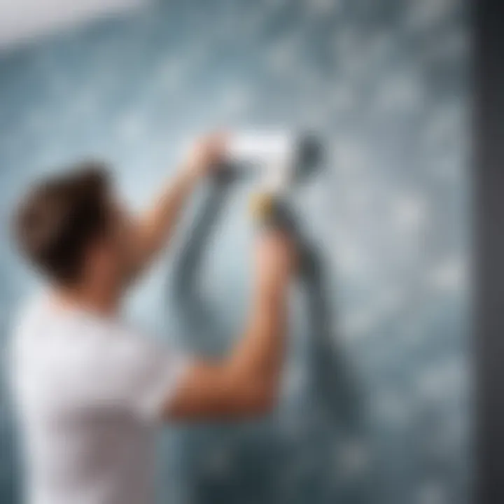 Applying non-woven wallpaper to the wall