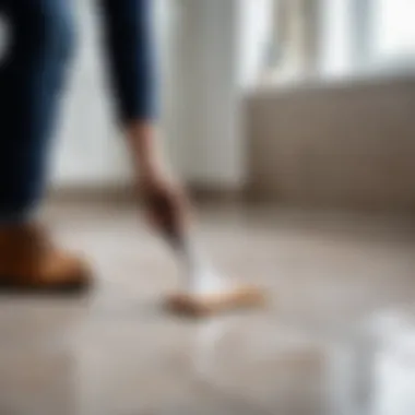 Application of grout onto tiles