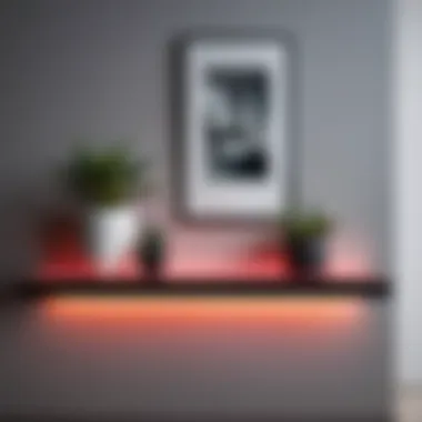 Stylish Neon Strip Mounted on Furniture Neon strip elegantly mounted on a shelf