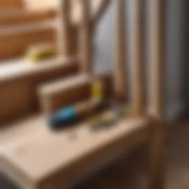 Essential tools for stair post installation Selection of tools required for installing wooden stair posts