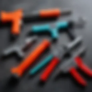 Diverse Designs of Caulking Guns Various types of caulking guns arranged to display differences in design and functionality