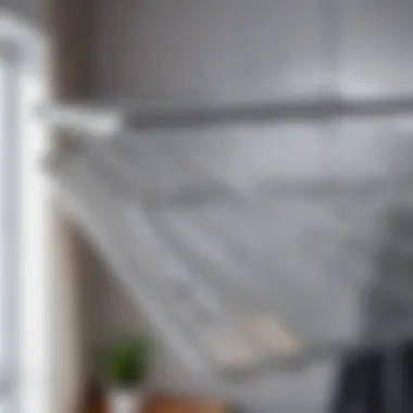 A close-up of a durable drying rack demonstrating its features.