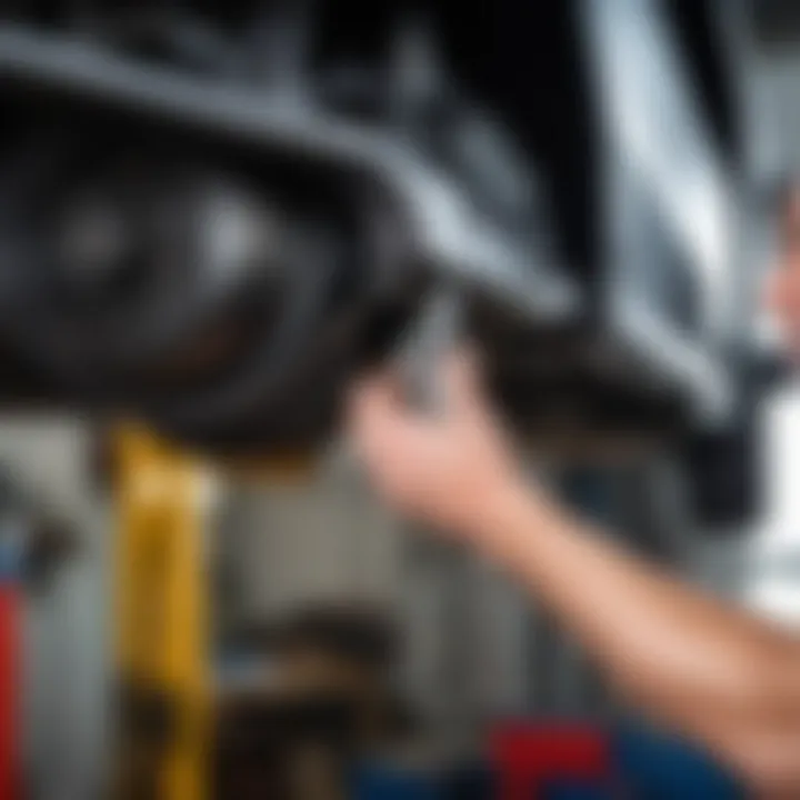 Close-up of a jack lifting a vehicle