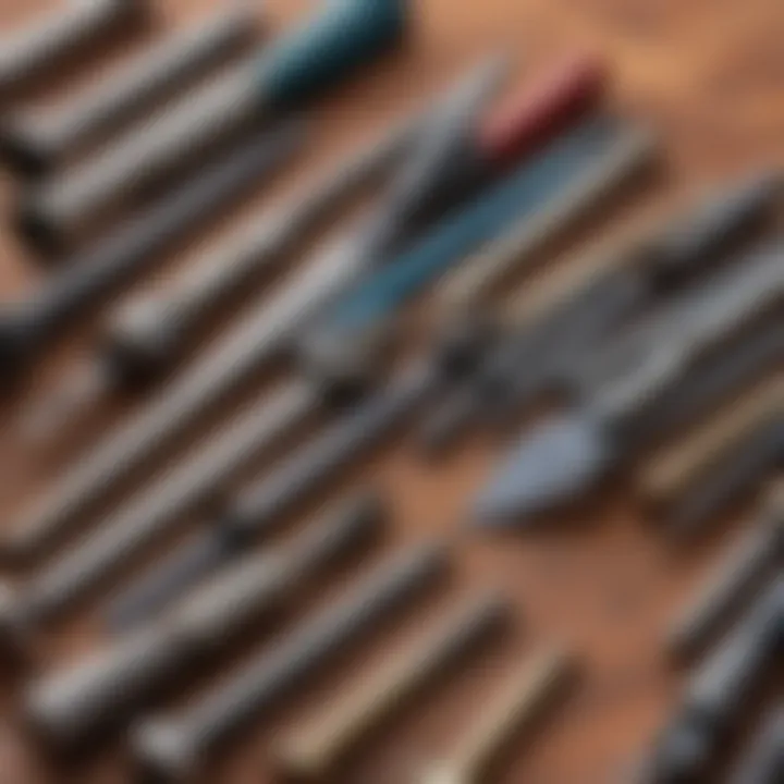 A close-up view of various types of rivet tools showcasing their unique features.