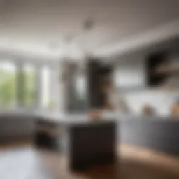 Sparkling clean matte ceiling in a modern kitchen