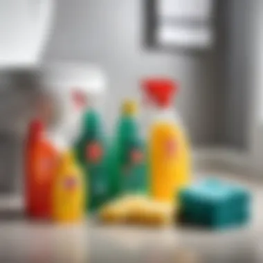 Various cleaning products arranged neatly