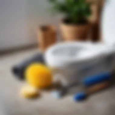Essential Tools for a Spotless Toilet Tools for toilet cleaning on a pristine surface