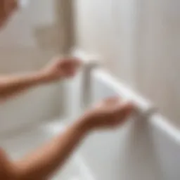 Seam between bathtub and wall with caulk applied