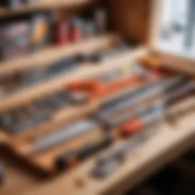 Essential Tools for Shelf Construction A toolkit featuring essential tools for building a shelf