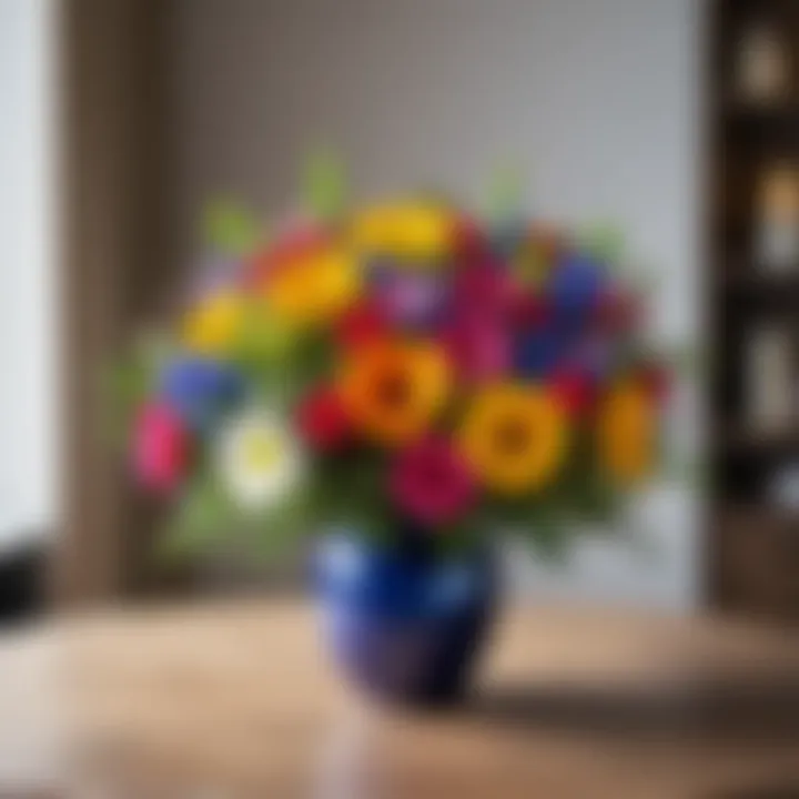 Vibrant bouquet of fresh flowers in a stylish vase