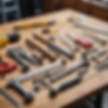 Essential Tools for Table Leg Extension Tools required for the project laid out on a workbench