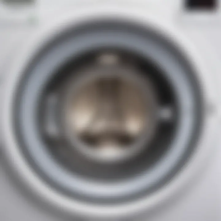 Interior view of a washing machine drum with stains