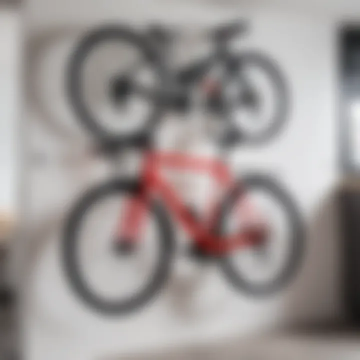 Bicycle securely mounted on garage wall