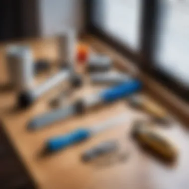 Essential Tools for Installing Blinds Tools needed for hanging blinds organized neatly