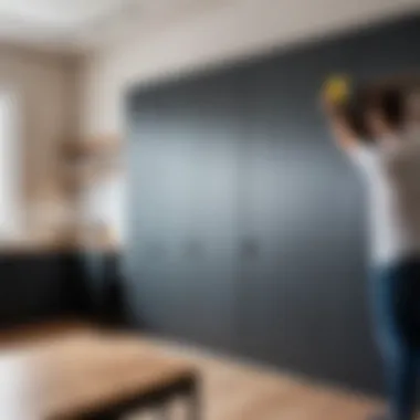 Measuring wall for cabinet placement