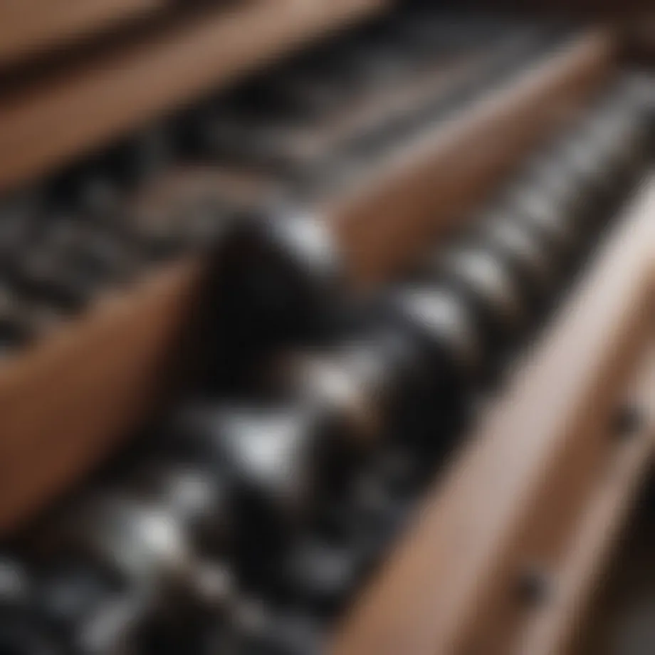 Detailed view of roller guides installed in a drawer