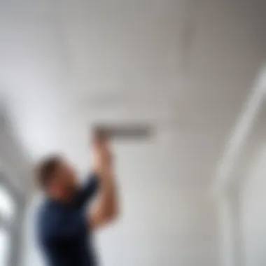 Proper alignment of tiles on ceiling