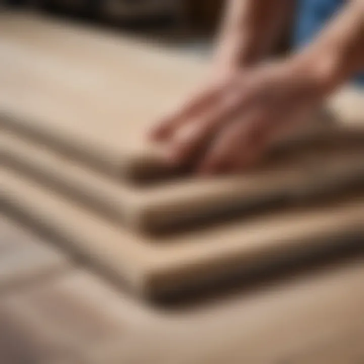 Close-up of laminate planks being assembled