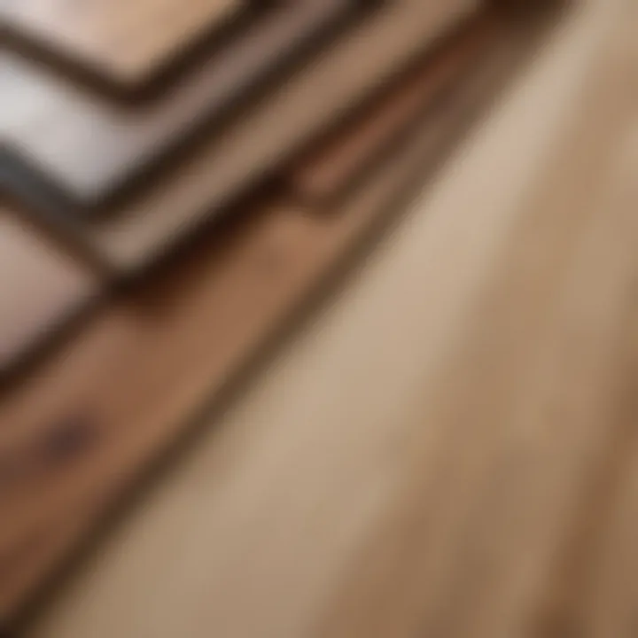 Selection of laminate flooring materials arranged on display