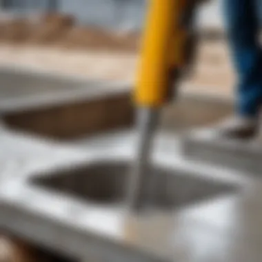 Concrete being poured into a mold for a construction project