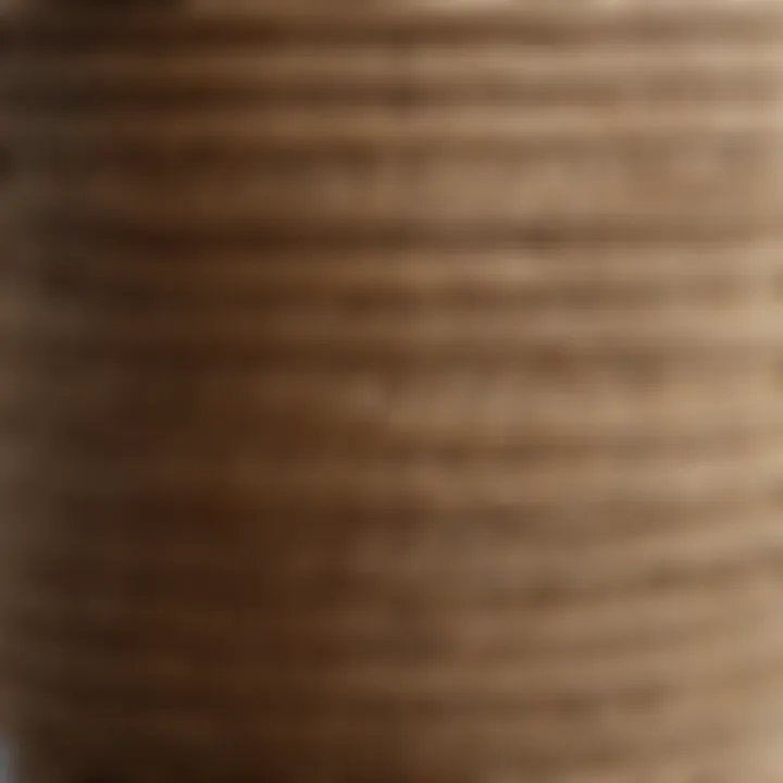 Close-up of texture and detail in jute pot