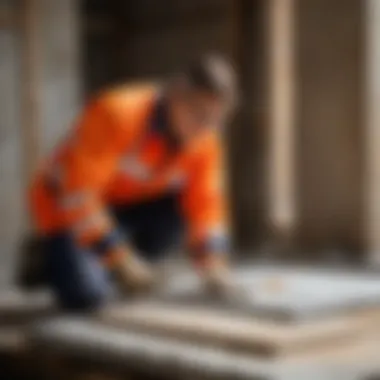 Safe practices during stone slab laying