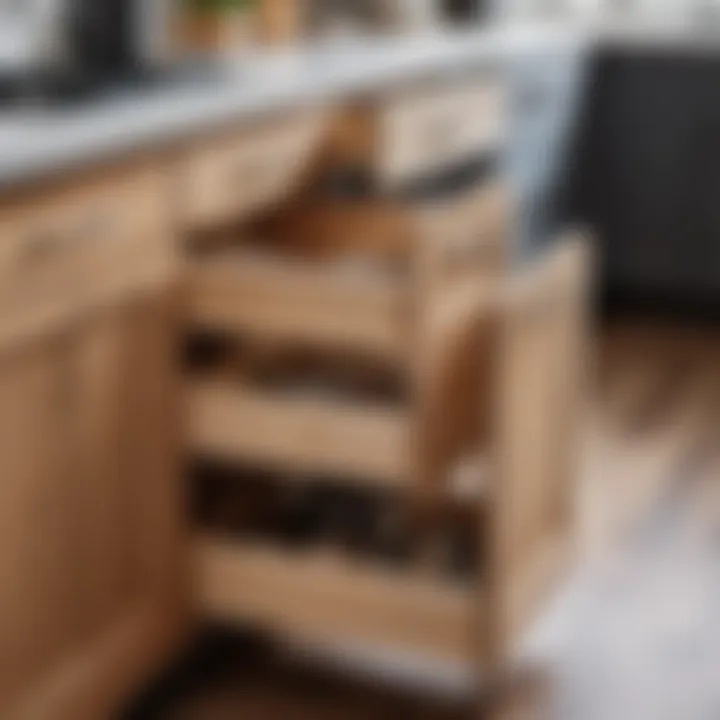 Detailed view of kitchen cabinetry construction.