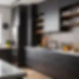 A well-organized kitchen with ample space behind the cabinetry.