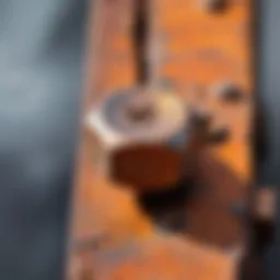 Close-up of rusted bolt with corrosion